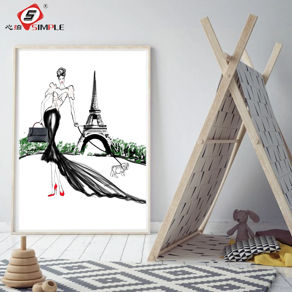 Simple Paris Tower Canvas Painting Vogue Woman Wall Art Red High Heel Shows Posters Little Puppy Decor for Home Unframed
Simple Paris Tower Canvas Painting Vogue Woman Wall Art Red High Heel Shows Posters Little Puppy Decor for Home Unframed