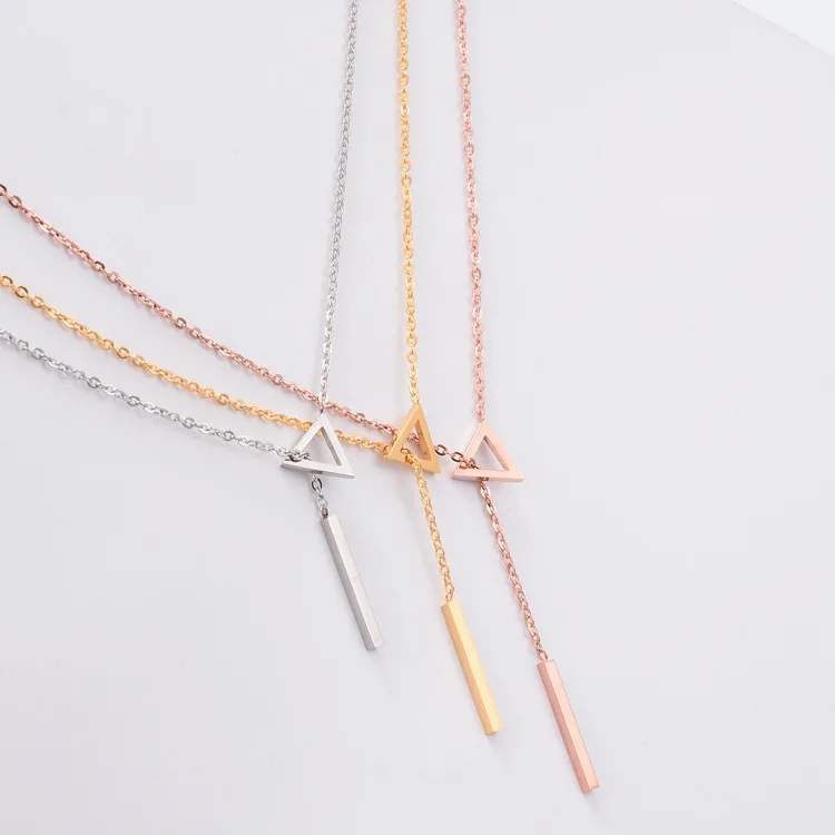 YUN RUO Rose Gold Color Triangle Tassel Pendant Necklace Adjustable Fashion Titanium Steel Woman Jewelry Prevent Fade & Allergic
YUN RUO Rose Gold Color Triangle Tassel Pendant Necklace Adjustable Fashion Titanium Steel Woman Jewelry Prevent Fade & Allergic