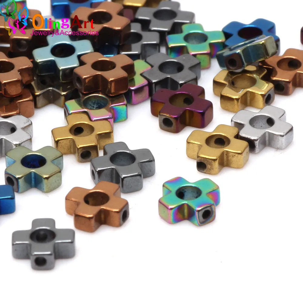 OlingArt 6MM 50pcs/lot Hollow cross flower beads metal mixed color AAA quality Natural Hematite Stone DIY earring Jewelry Making
OlingArt 6MM 50pcs/lot Hollow cross flower beads metal mixed color AAA quality Natural Hematite Stone DIY earring Jewelry Making