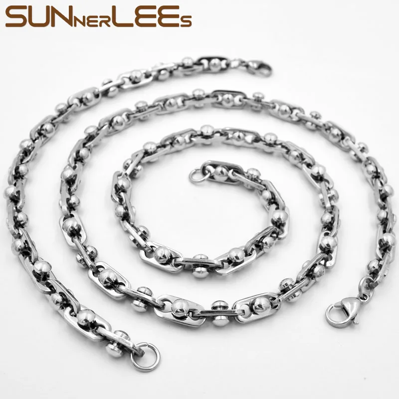 SUNNERLEES 316L Stainless Steel Necklace Bracelet Set 6mm Geometric Beads Link Chain Silver Color Gold Plated Men Women SC163 S
SUNNERLEES 316L Stainless Steel Necklace Bracelet Set 6mm Geometric Beads Link Chain Silver Color Gold Plated Men Women SC163 S