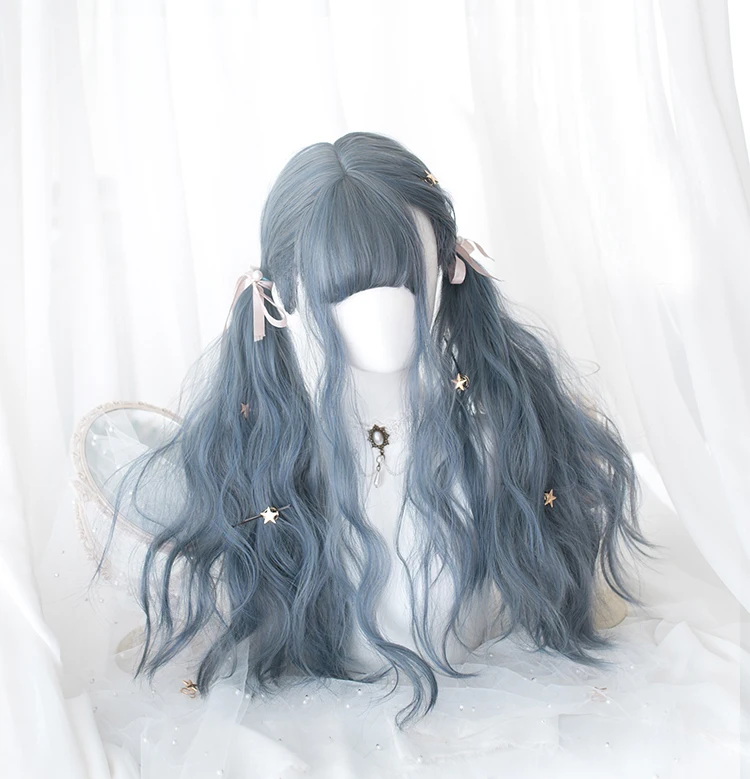 Lolita Cosplay Wig Harajuku Gray Blue Sweet Body Wave Kinky Curly Harajuku Long Synthetic Hair for Adult Girls
Lolita Cosplay Wig Harajuku Gray Blue Sweet Body Wave Kinky Curly Harajuku Long Synthetic Hair for Adult Girls