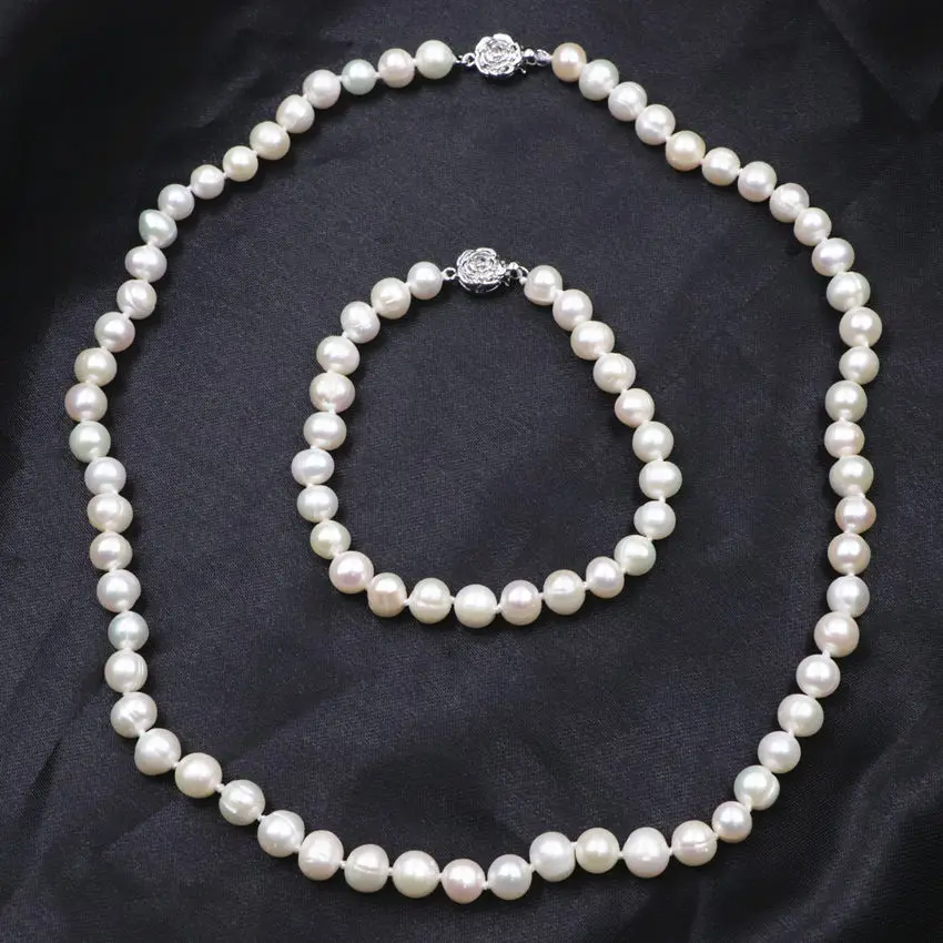 Real Freshwater Pearl Beads Jewelry Set for Women 7-8mm White Natural Pearls Sets Birthday Engagement Gift Rose Clasp Chain A757
Real Freshwater Pearl Beads Jewelry Set for Women 7-8mm White Natural Pearls Sets Birthday Engagement Gift Rose Clasp Chain A757