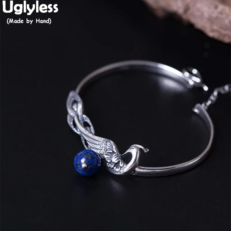 Uglyless 100% Real Solid 925 Sterling Silver Peacock Bangles for Women Vintage Ethnic Lapis Bangle Phoenix Bracelet Fine Jewelry
Uglyless 100% Real Solid 925 Sterling Silver Peacock Bangles for Women Vintage Ethnic Lapis Bangle Phoenix Bracelet Fine Jewelry