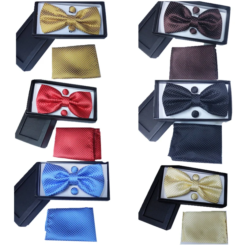 2017 new men's Solid color bow tie set bowties handkerchief cufflinks gravata corbatas Wedding neck tie box
2017 new men's Solid color bow tie set bowties handkerchief cufflinks gravata corbatas Wedding neck tie box