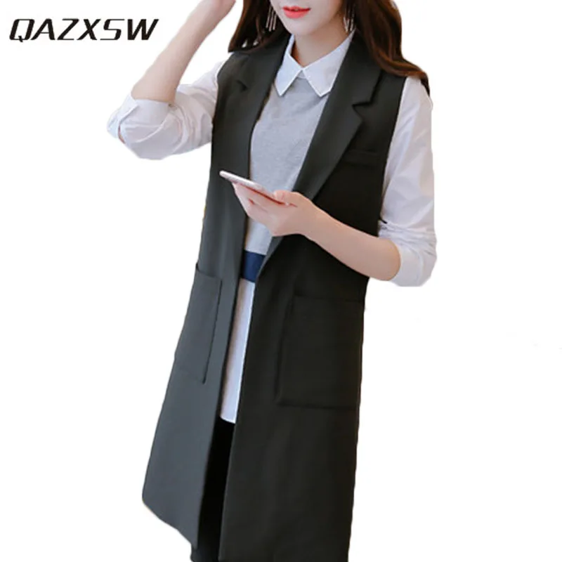 QAZXSW 2018 New Spring Waistcoat For Women Vest Coat Slim Black Sleeveless Coat Women Jacket Long Cardigan Colete Feminino HB649
QAZXSW 2018 New Spring Waistcoat For Women Vest Coat Slim Black Sleeveless Coat Women Jacket Long Cardigan Colete Feminino HB649