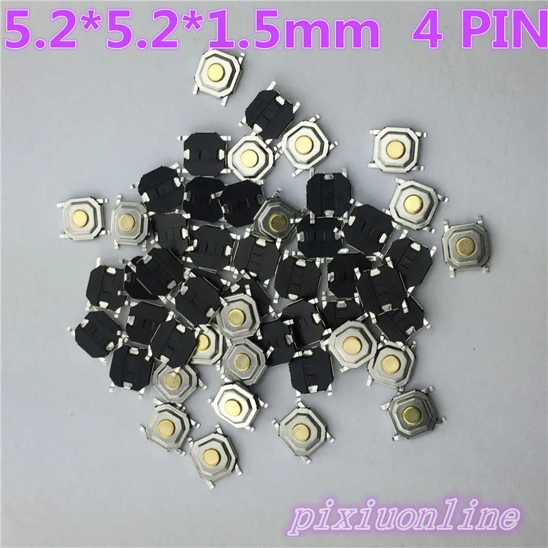 G66 High Quality 5.2*5.2*1.5 mm 4 PIN 50pcs/lot SMT Metal Tactile Push Button Switch Tact Switch
G66 High Quality 5.2*5.2*1.5 mm 4 PIN 50pcs/lot SMT Metal Tactile Push Button Switch Tact Switch