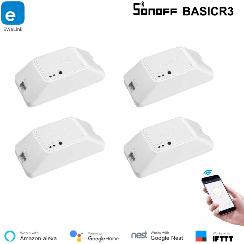 4 шт. Новое поступление Sonoff Basic 3 WiFi Умный домашний переключатель DIY Автоматизация