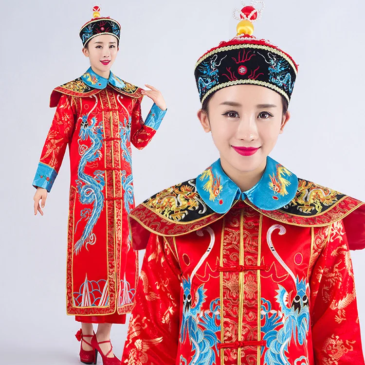 Женский костюм для косплея Dragon Chinese, традиционный Женский костюм для танцев старинной королевы династии Цин, Чонсам с шляпой
Женский костюм для косплея Dragon Chinese, традиционный Женский костюм для танцев старинной королевы династии Цин, Чонсам с шляпой
