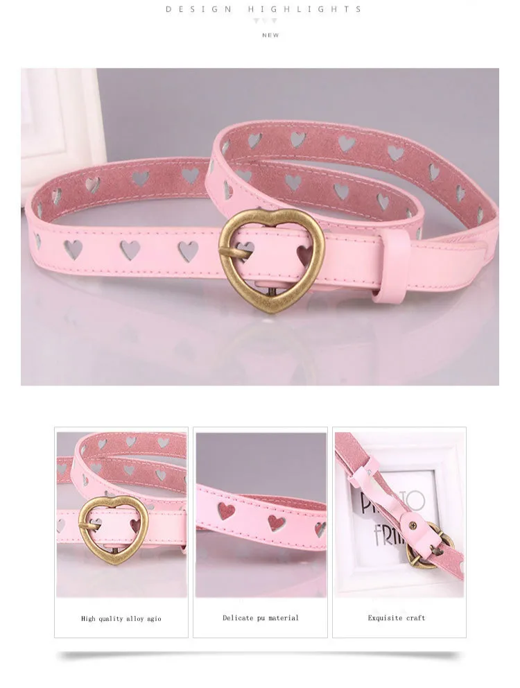 Fashion PU Leather Heart Hollow Belt Woman Heart Holes Casual Slim Belts Lovely Elegant Female Jeans Strap Lady Waist Belt Strap
Fashion PU Leather Heart Hollow Belt Woman Heart Holes Casual Slim Belts Lovely Elegant Female Jeans Strap Lady Waist Belt Strap