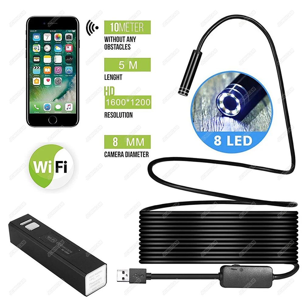 3.5M 10M 5M 1200P Wifi Endoscope Camera Wireless Borescope Inspection Camera HD 8 LED Adjustable Light 8mm Waterproof Snake Came
3.5M 10M 5M 1200P Wifi Endoscope Camera Wireless Borescope Inspection Camera HD 8 LED Adjustable Light 8mm Waterproof Snake Came