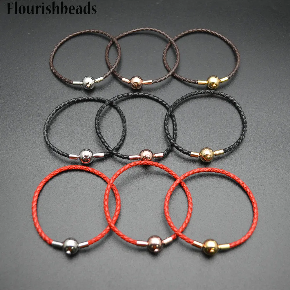 Wholesale High Quality Stainless Steel Safty Button Round Clasps 3mm Braided Leather Cord Bracelets Fashion Woman Jewelry
Wholesale High Quality Stainless Steel Safty Button Round Clasps 3mm Braided Leather Cord Bracelets Fashion Woman Jewelry