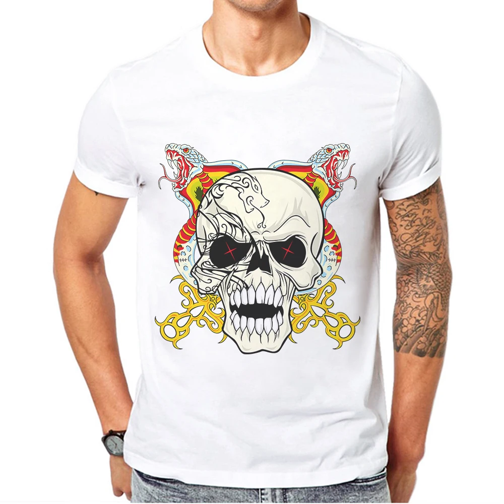 Summer 2019 Brand Clothes Skull Men's T-Shirt Skulls Snake Printed Men Short Sleeve T Shirt Fit Casual 100% Cotton White TShirt
Summer 2019 Brand Clothes Skull Men's T-Shirt Skulls Snake Printed Men Short Sleeve T Shirt Fit Casual 100% Cotton White TShirt