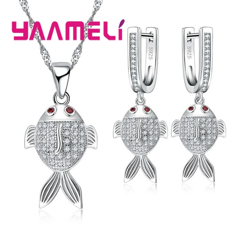Popular Cubic Zirconia Bijoux Goldfish Design Jewelry Sets For Woman 925 Sterling Silver Fashion Necklace Drop Earrings
Popular Cubic Zirconia Bijoux Goldfish Design Jewelry Sets For Woman 925 Sterling Silver Fashion Necklace Drop Earrings