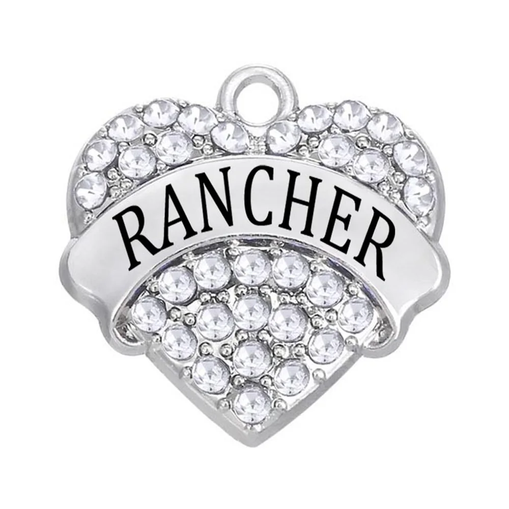 5 шт. Стразы хрустальные подвески в форме сердца RANCHER word charm DIY Подарочное ожерелье