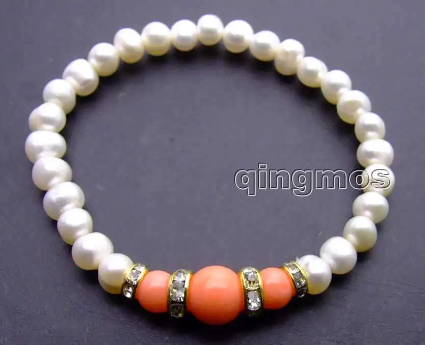 SALE Beautiful! 6-7mm white Natural Pearl and pink Round natural Coral 7.5" bracelet-bra291 Free shipping Wholesale/retail
SALE Beautiful! 6-7mm white Natural Pearl and pink Round natural Coral 7.5" bracelet-bra291 Free shipping Wholesale/retail