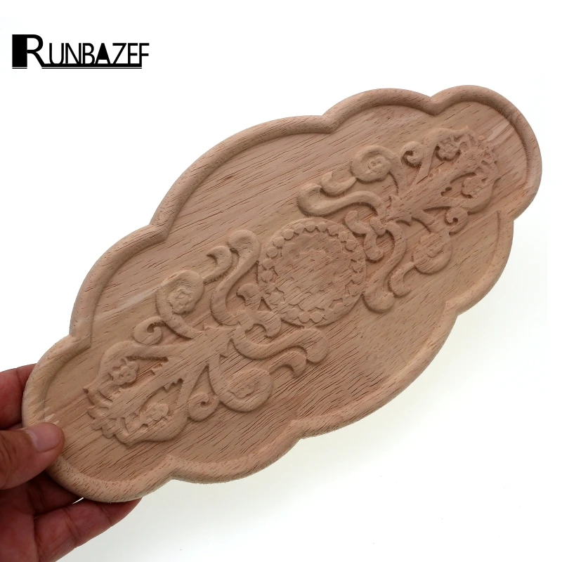 Аппликация из массива дерева RUNBAZEF патч в европейском стиле Овальный Цветок
