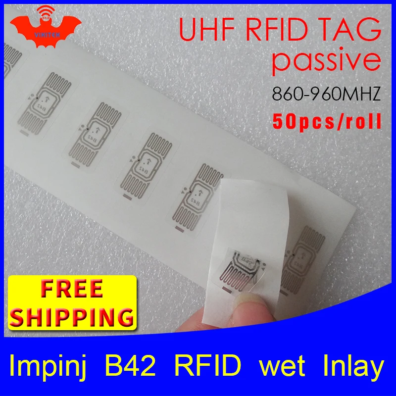 Rfid метка UHF наклейка Impinj B42 влажная инкрустация 915mhz868mhz 860 960MHZ Higgs3 EPC 6C 50 шт.