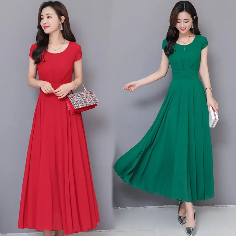 Women Elegant Dress Summer Chiffon Plain New Party Short sleeve Vestido 2019 Fashion Long Dress Clothes Midi Dress Vestidos
Women Elegant Dress Summer Chiffon Plain New Party Short sleeve Vestido 2019 Fashion Long Dress Clothes Midi Dress Vestidos