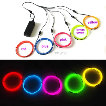 Hot 2.3mm 1M x 5pieces multicolor flexible EL wire rope tube Neon light LED Strip for DIY Car House Festival Party Decoration