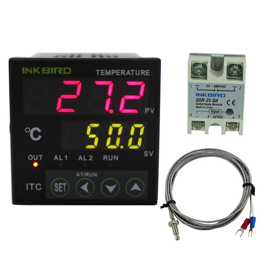 Двойной цифровой ПИД-регулятор температуры Inkbird AC/DC 12-24V SSR релейный выход ITC-100VL + K сенсор + 25DA SSR
Двойной цифровой ПИД-регулятор температуры Inkbird AC/DC 12-24V SSR релейный выход ITC-100VL + K сенсор + 25DA SSR