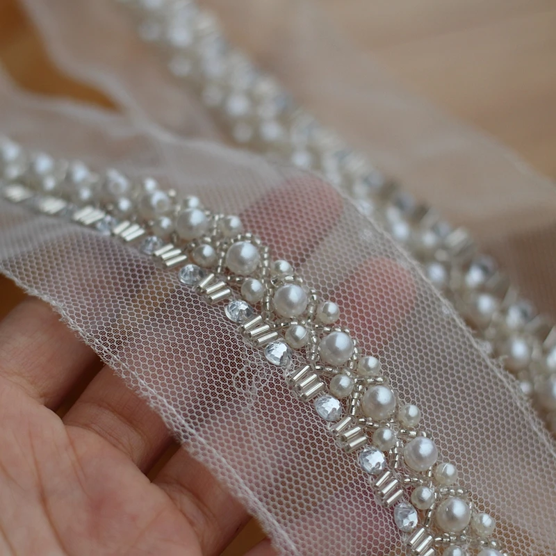 Pearl Beaded Lace Trim 2 Yard For Costume Wedding Dress Belt Brial Sash Jewelry Design
Pearl Beaded Lace Trim 2 Yard For Costume Wedding Dress Belt Brial Sash Jewelry Design