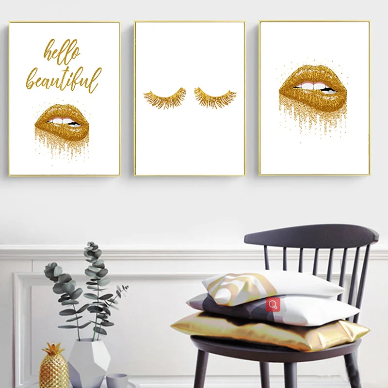 Quote Canvas Art Gold Dripping Lip Wall Posters and Prints Make Up Eyelash Painting Gorgeous Pictures Fashion Shop Bedroom Decor
Quote Canvas Art Gold Dripping Lip Wall Posters and Prints Make Up Eyelash Painting Gorgeous Pictures Fashion Shop Bedroom Decor
