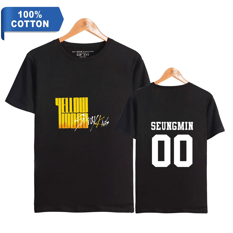Kpop Stray Kids 2019 NEW Album Yellow Wood print 100% Cotton Women/Men Clothes Short Sleeve T-Shirt Casual T Shirt
Kpop Stray Kids 2019 NEW Album Yellow Wood print 100% Cotton Women/Men Clothes Short Sleeve T-Shirt Casual T Shirt