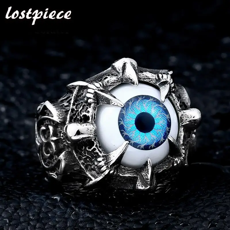 Lostpiece черный серебристый цвет Цвет синий сглаза кольцо 316L Нержавеющая сталь Для