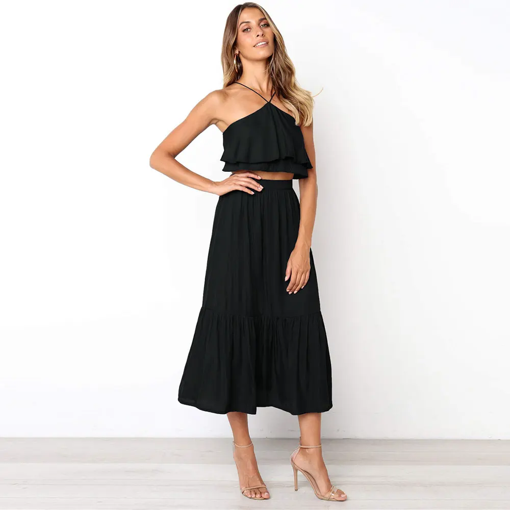 WildPinky Summer Women Solid Party Dress Two Pieces Set Sleeveless Halter Bandage Midi Dresses Sexy Backless Beach Dress Vestido
WildPinky Summer Women Solid Party Dress Two Pieces Set Sleeveless Halter Bandage Midi Dresses Sexy Backless Beach Dress Vestido