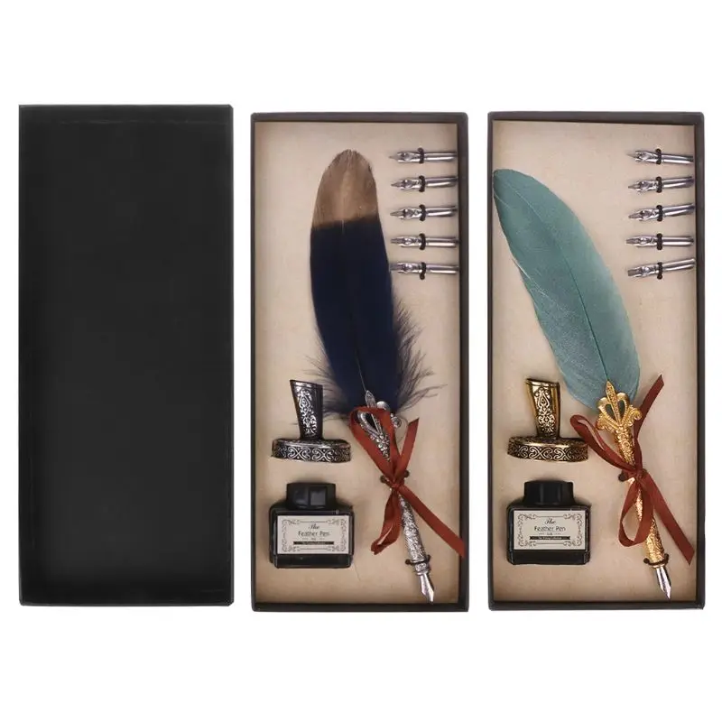 Vintage Feather Quill Dip Pen Fountain Pens With Ink +5 Nibs Set Stationery Gift Feather Fountain Pen
Vintage Feather Quill Dip Pen Fountain Pens With Ink +5 Nibs Set Stationery Gift Feather Fountain Pen