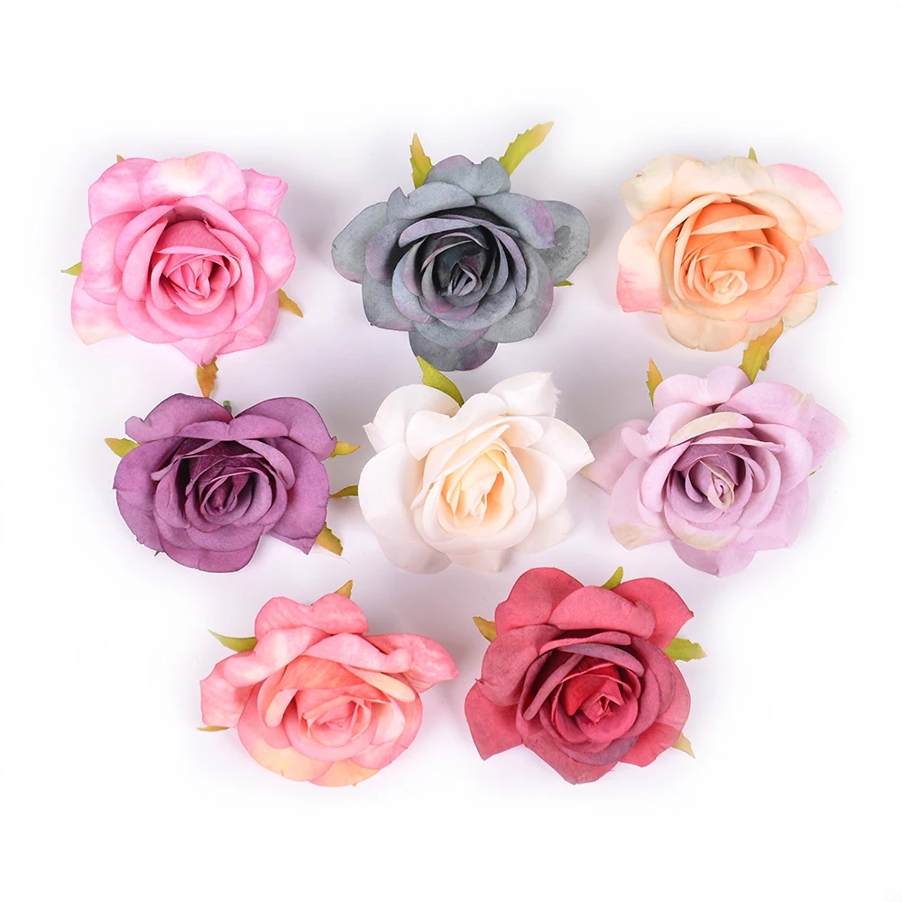 Искусственные цветы 5 шт./лот шелковая головка розы для украшения свадьбы дома