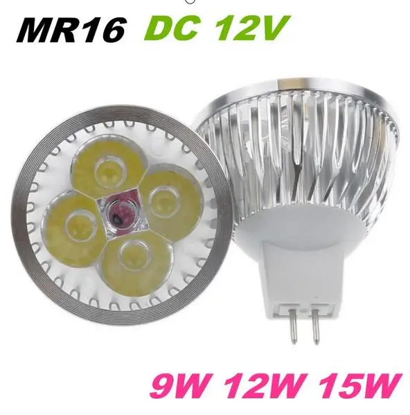 

10pcs/lot dimmable lampada led 9W 12W 15W led lamp MR16 12V led bulbs 2 years warranty free shipping