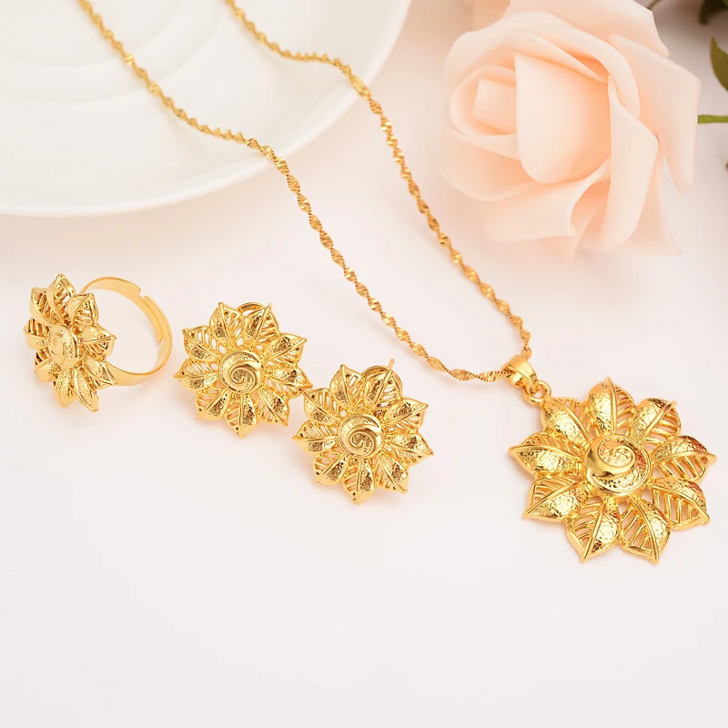 Gold african Ethiopian Flower Jewelry sets for Bride Wedding Jewelry Necklace pendant Earrings womenArab Jewelry Africa Gifts
Gold african Ethiopian Flower Jewelry sets for Bride Wedding Jewelry Necklace pendant Earrings womenArab Jewelry Africa Gifts