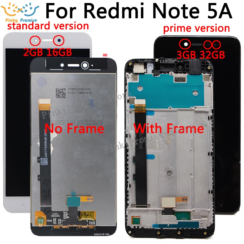ЖК дисплей 5 дюйма 720x1080 IPS для XIAOMI Redmi Note 5A сенсорный экран с рамкой Xiaomi Prime LCD Y1 /