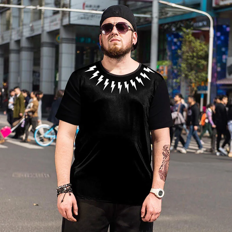 Printing Lightning Summer The Plus Tide Mens Short Sleeve T- Shirt Super Large New Casual Summer Style Loose Black Size XL-6XL
Printing Lightning Summer The Plus Tide Mens Short Sleeve T- Shirt Super Large New Casual Summer Style Loose Black Size XL-6XL