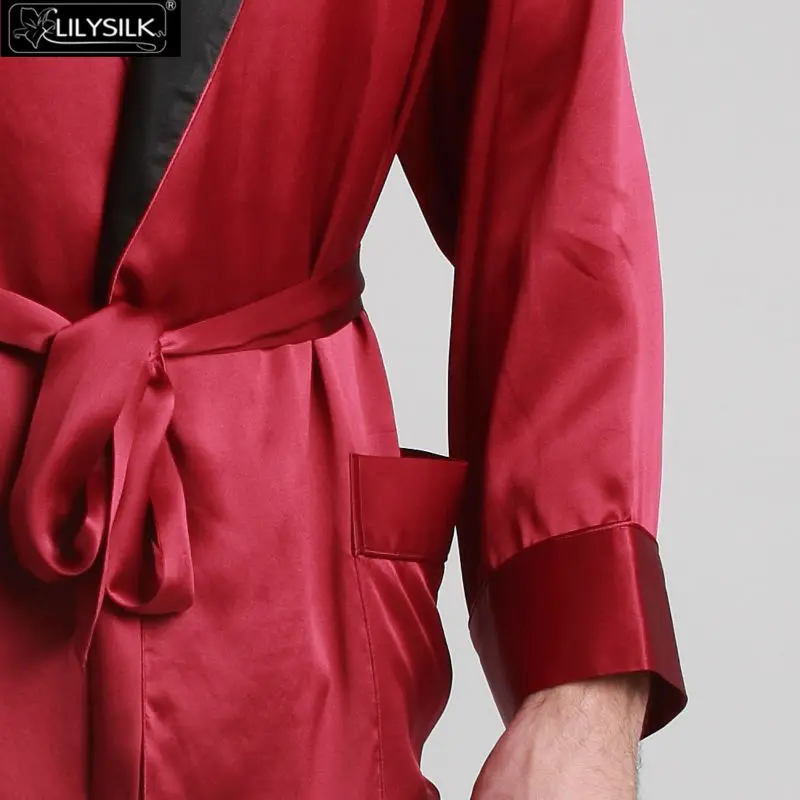 LilySilk халат кимоно пеньюар мужской домашняя одежда для мужчин 22 Momme черный