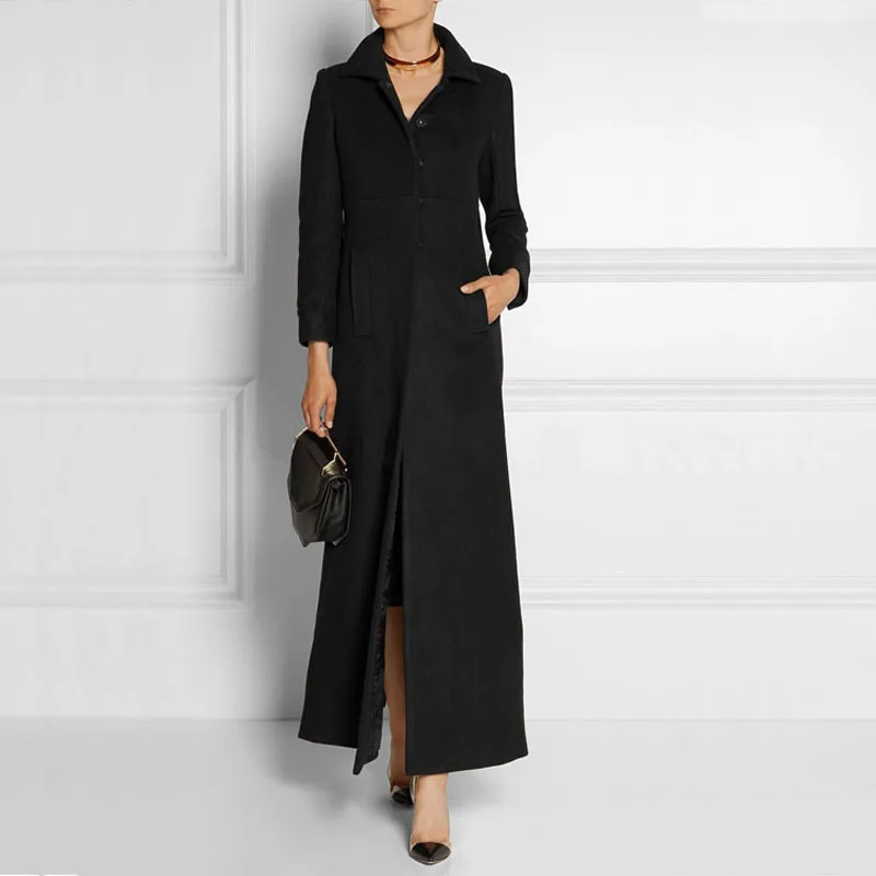 Savabien Womens Woolen Coats X-Long Single Button Long Sleeve Black Slim Wool Coat Elegant Runway Female Overcoat Trench Jacket
Savabien Womens Woolen Coats X-Long Single Button Long Sleeve Black Slim Wool Coat Elegant Runway Female Overcoat Trench Jacket