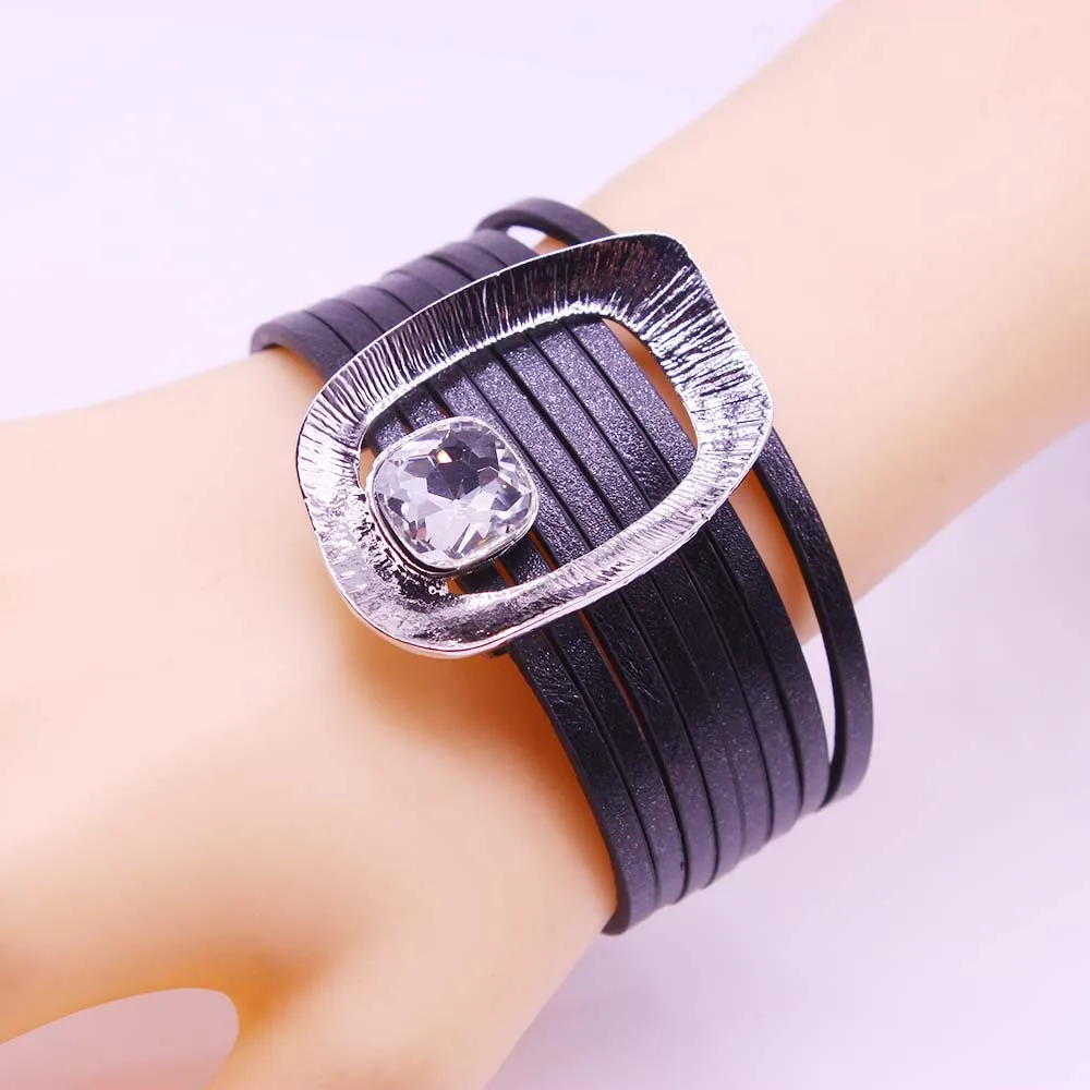 2019 Square Charm Crystal Women Leather Bracelets Black Bohemian Boho Wide Wrap Bracelet Female Party Jewelry
2019 Square Charm Crystal Women Leather Bracelets Black Bohemian Boho Wide Wrap Bracelet Female Party Jewelry