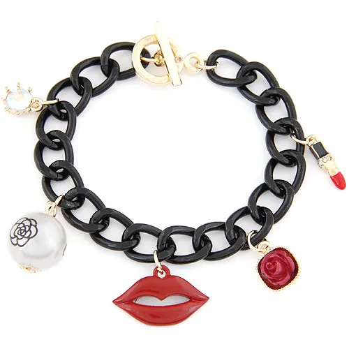 Fashion Lip lipstick pearl Charms Bracelets Wholesale jewelry for women girl Free Shipping
Fashion Lip lipstick pearl Charms Bracelets Wholesale jewelry for women girl Free Shipping