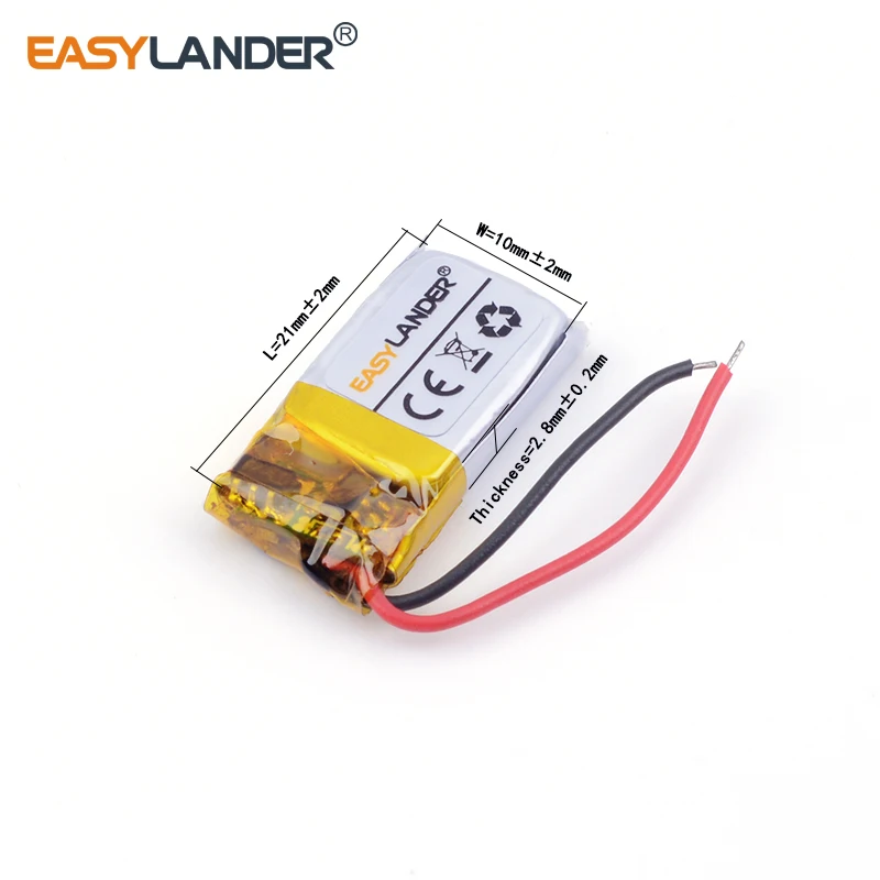 Polymer 281021 35mAh 3.7v Bluetooth headset Bracelet timer recorder lithium battery manufacturers
Polymer 281021 35mAh 3.7v Bluetooth headset Bracelet timer recorder lithium battery manufacturers