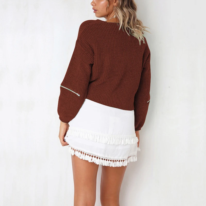 Nice New Cuff Zipper Long Sleeve Knitted Women V-Neck Loose Casual Pullover Spring Autumn Elegant Solid Sweater 6Q1822
Nice New Cuff Zipper Long Sleeve Knitted Women V-Neck Loose Casual Pullover Spring Autumn Elegant Solid Sweater 6Q1822
