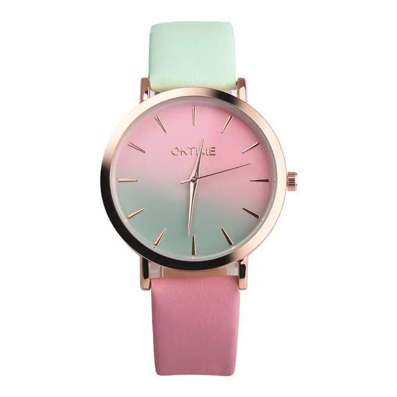 2018 модные наручные часы в стиле ретро Радужный дизайн женские кварцевые с