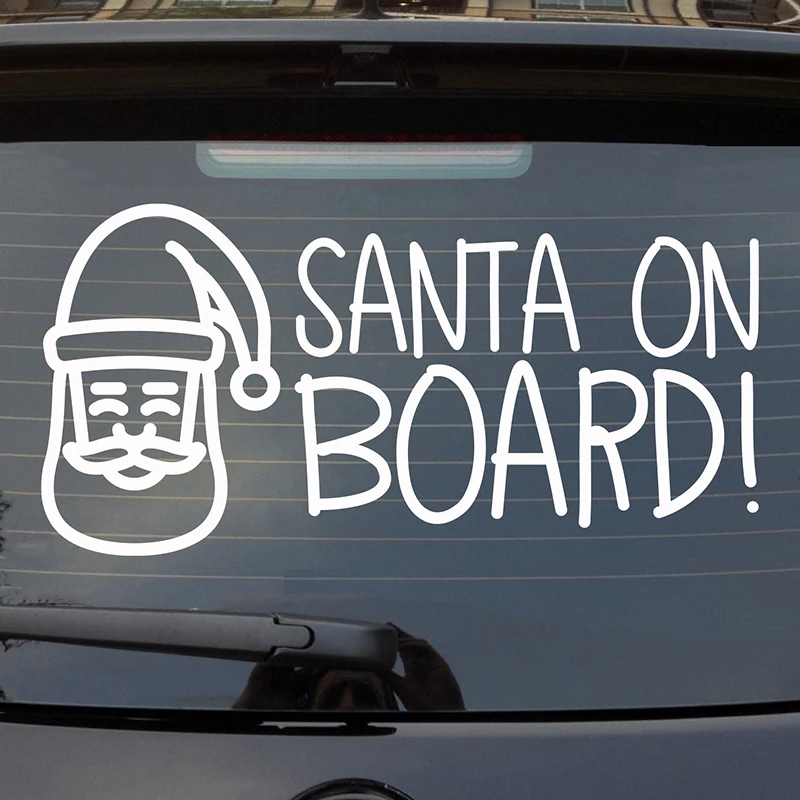 Автомобильная наклейка Санта-Клаус на борту Рождественская наклейка на заднее окно клетчатые флаги наклейка на лобовое стекло