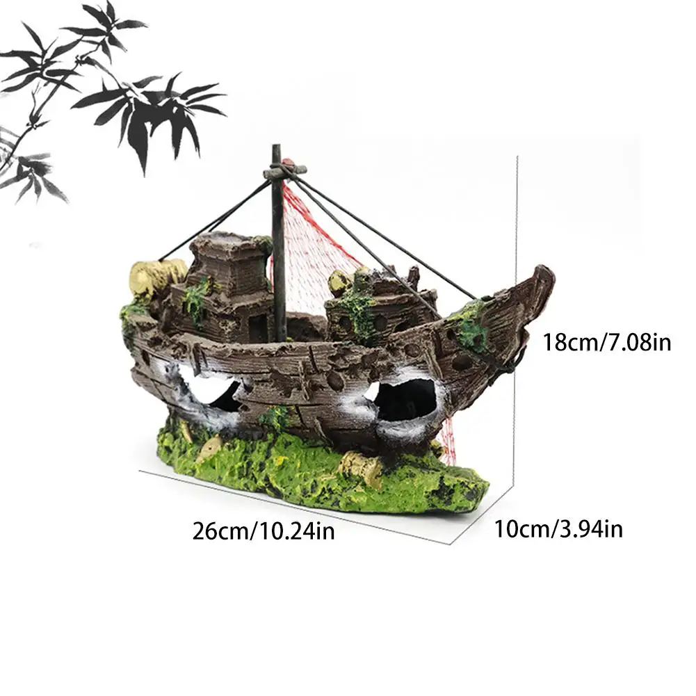 Aquarium Landscaping Resin Boat Fish Tank Decoration Simulation Hollow Wreck Aquarium Ornament Shelter Cave Craft
Aquarium Landscaping Resin Boat Fish Tank Decoration Simulation Hollow Wreck Aquarium Ornament Shelter Cave Craft