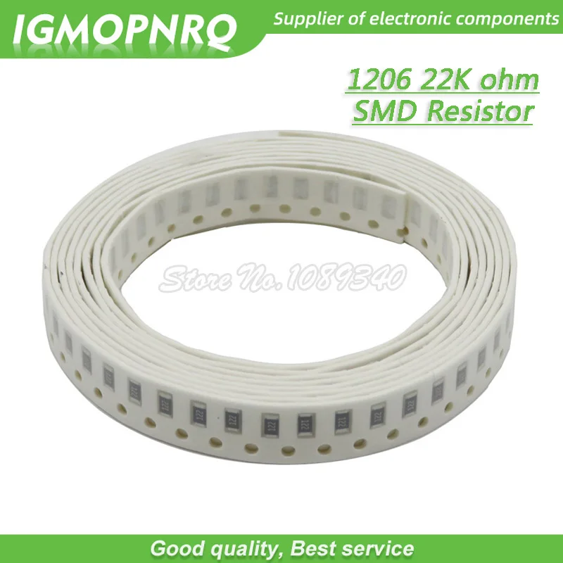 100 шт. 1206 SMD резистор 1% сопротивление 22K Ом чиповый 0 25 Вт 1/4 223 IGMOPNRQ | Электронные