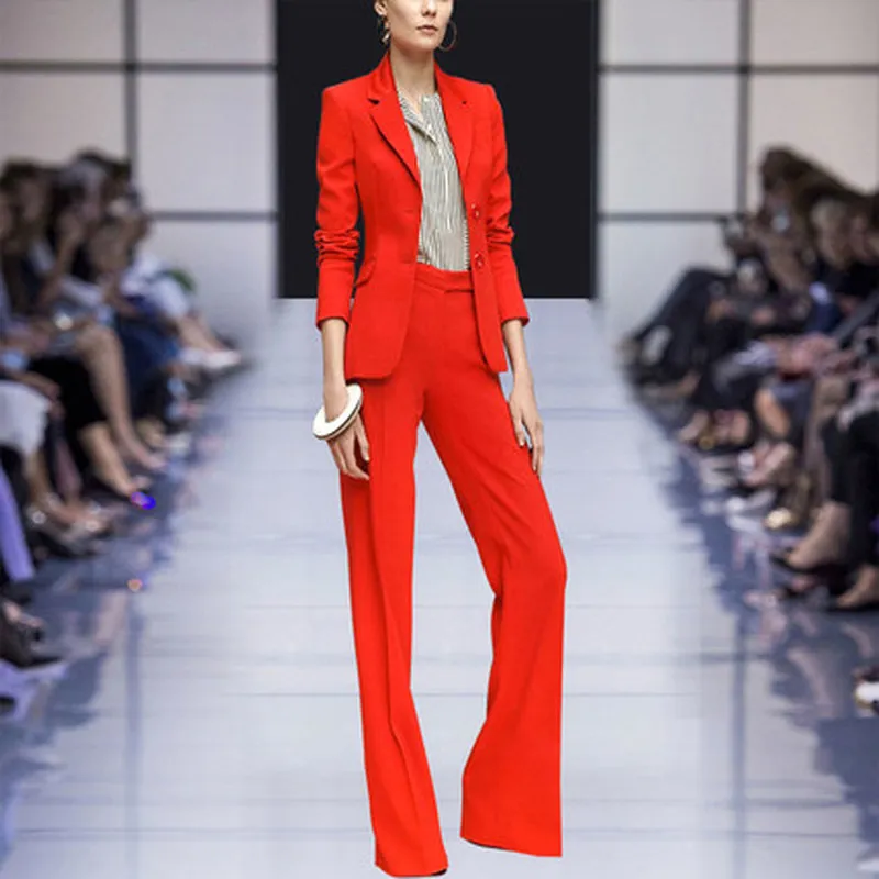 High-quality women's suit spring and autumn new European and American fashion professional temperament wide-leg pants two-piece
High-quality women's suit spring and autumn new European and American fashion professional temperament wide-leg pants two-piece