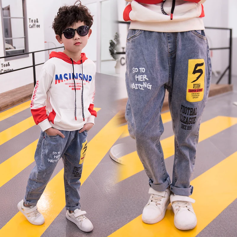 Детская одежда длинные стильные хлопковые джинсы для мальчиков 3 13 лет