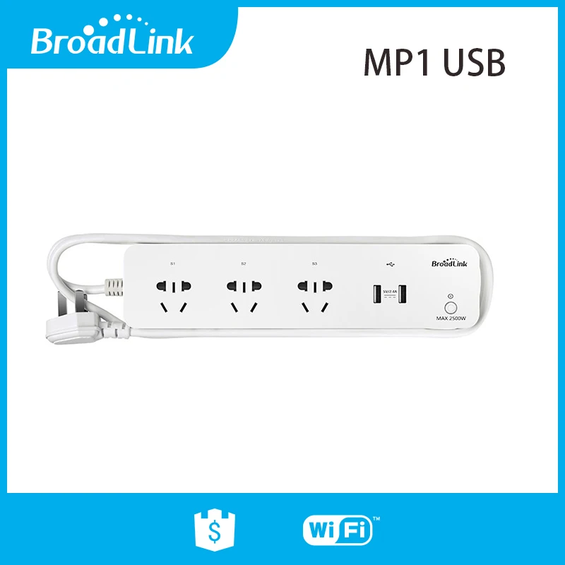 BroadLink MP1 WiFi USB Plug and Play Power strip с дистанционным управлением 3 розетки разъем питания