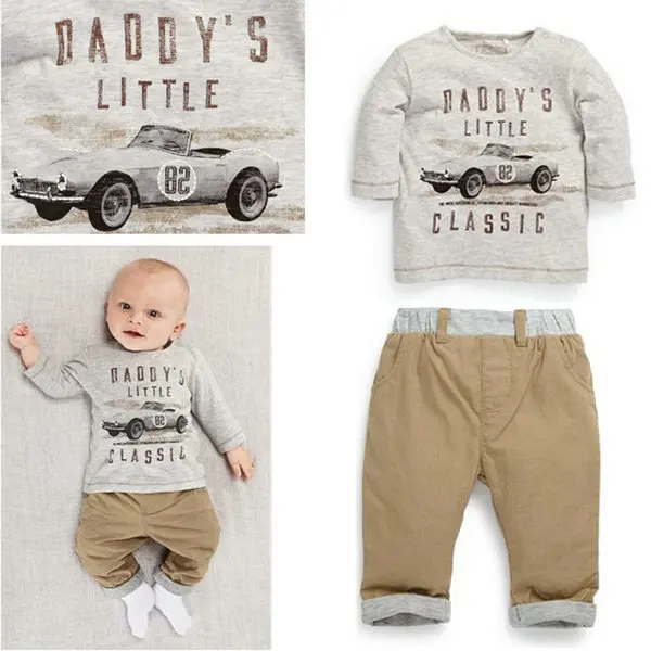 2pcs Kids Baby Children Boy Cotton Long Sleeve Shirt Tops Long Pants Suit 1-3T