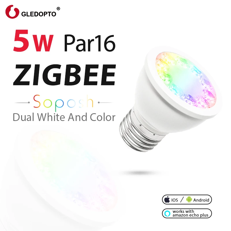 G светодиодный OPTO ZIGBEE ZLL Soposh двойной бело Цвет 5 Вт PAR16 2700 6500K RGBCCT AC100 240V совместим с